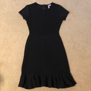 Black Cotton Dress with Ruffled Bottom